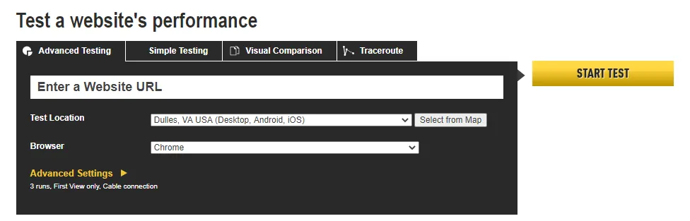 WebPageTest Webdotedit